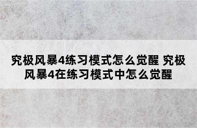 究极风暴4练习模式怎么觉醒 究极风暴4在练习模式中怎么觉醒